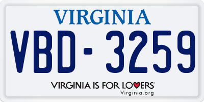 VA license plate VBD3259