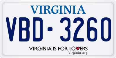 VA license plate VBD3260