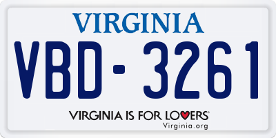 VA license plate VBD3261