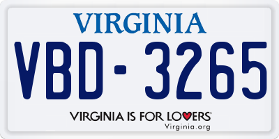 VA license plate VBD3265