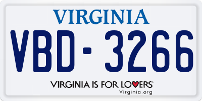 VA license plate VBD3266