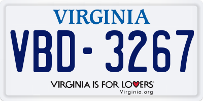 VA license plate VBD3267