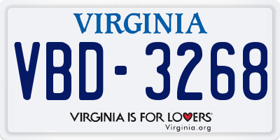 VA license plate VBD3268