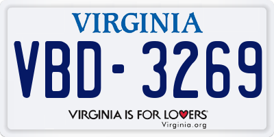 VA license plate VBD3269