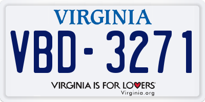 VA license plate VBD3271
