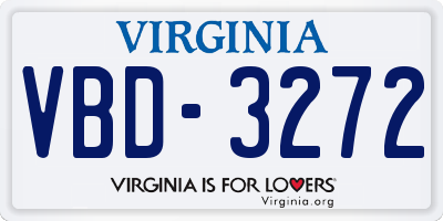 VA license plate VBD3272