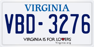 VA license plate VBD3276