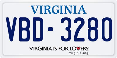 VA license plate VBD3280