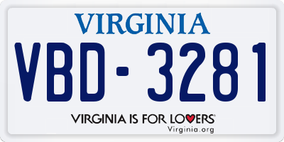 VA license plate VBD3281