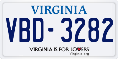 VA license plate VBD3282