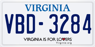 VA license plate VBD3284