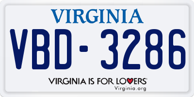 VA license plate VBD3286