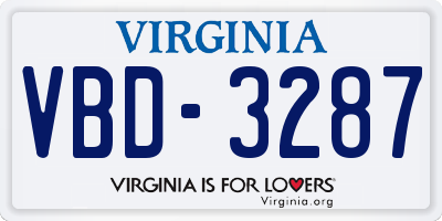 VA license plate VBD3287