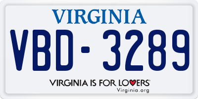 VA license plate VBD3289