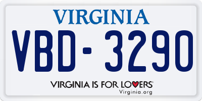 VA license plate VBD3290
