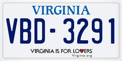 VA license plate VBD3291