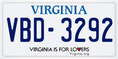 VA license plate VBD3292