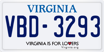 VA license plate VBD3293