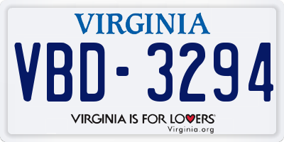 VA license plate VBD3294