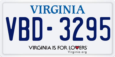 VA license plate VBD3295