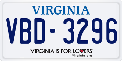 VA license plate VBD3296