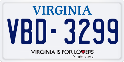 VA license plate VBD3299