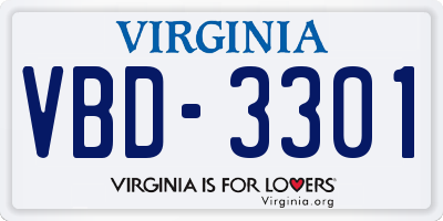 VA license plate VBD3301