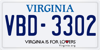 VA license plate VBD3302