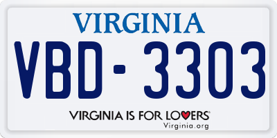 VA license plate VBD3303