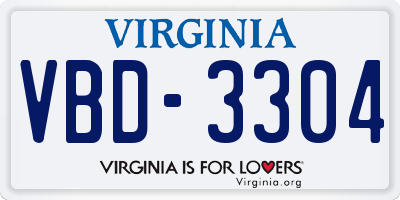 VA license plate VBD3304