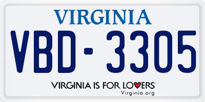 VA license plate VBD3305