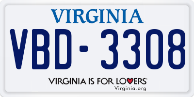 VA license plate VBD3308