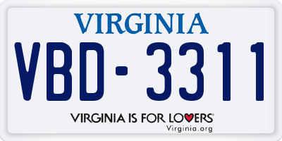VA license plate VBD3311