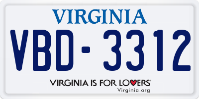 VA license plate VBD3312