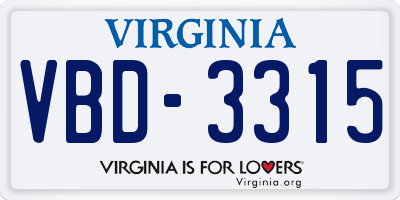 VA license plate VBD3315