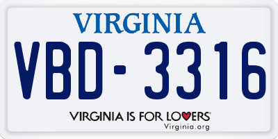 VA license plate VBD3316