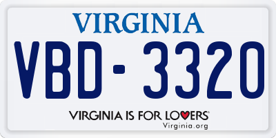 VA license plate VBD3320