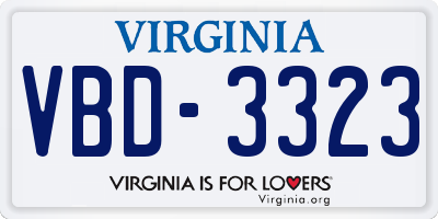 VA license plate VBD3323