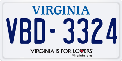 VA license plate VBD3324