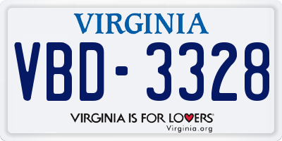 VA license plate VBD3328