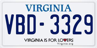VA license plate VBD3329