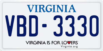 VA license plate VBD3330