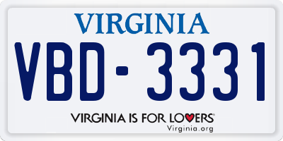 VA license plate VBD3331