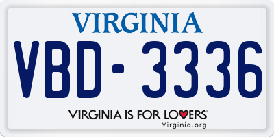 VA license plate VBD3336