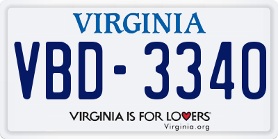 VA license plate VBD3340