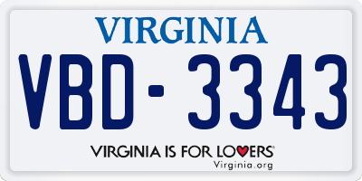 VA license plate VBD3343