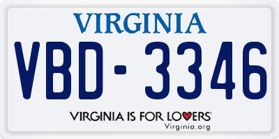 VA license plate VBD3346