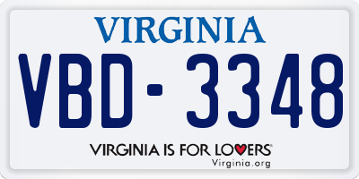 VA license plate VBD3348