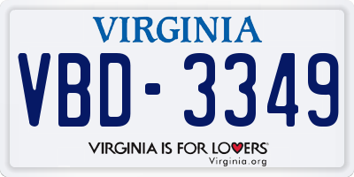 VA license plate VBD3349