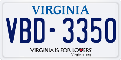 VA license plate VBD3350